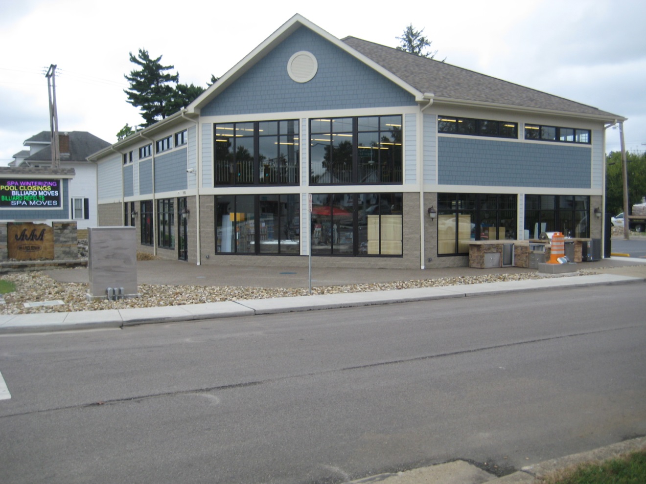 AAA, Pool SPA New Construction Zanesville Retail Location Brick Block Stone